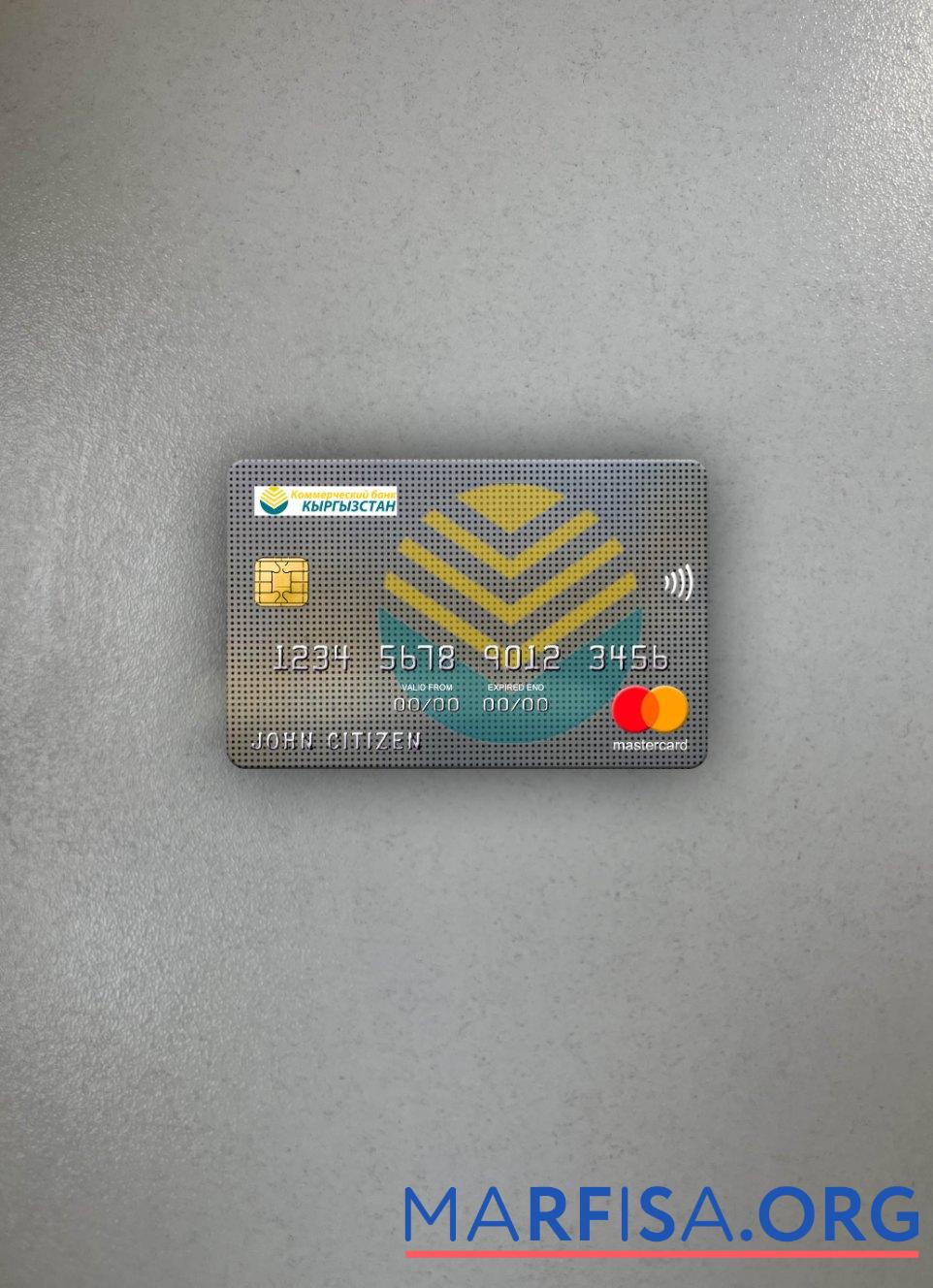 Printable Kyrgyzstan Kirgizbank mastercard photolook front real example